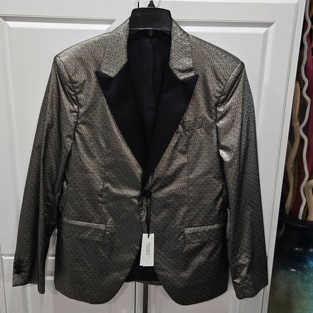 Versace Silver Single-Breasted Blazer Jacket